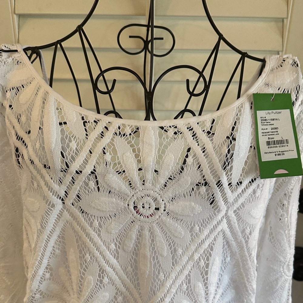 Lilly Pulitzer White Long Sleeve Crochet Dress - Picture 2 of 7